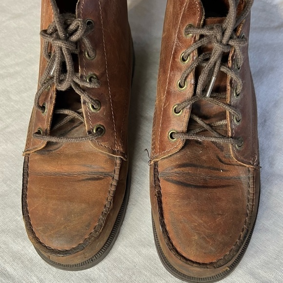 Vintage Lehigh Brown Leather Steel Toe Ankle Work Boots - Picture 3 of 8
